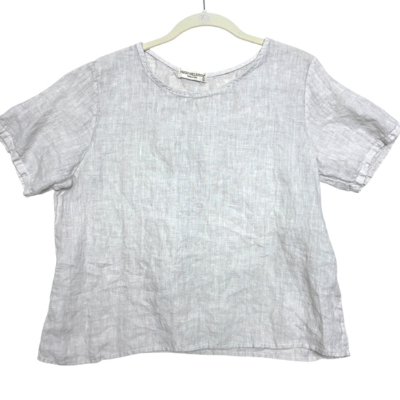 top S/M linen tee TERZO MILLENNIO pullover short sleeve - Picture 2 of 9